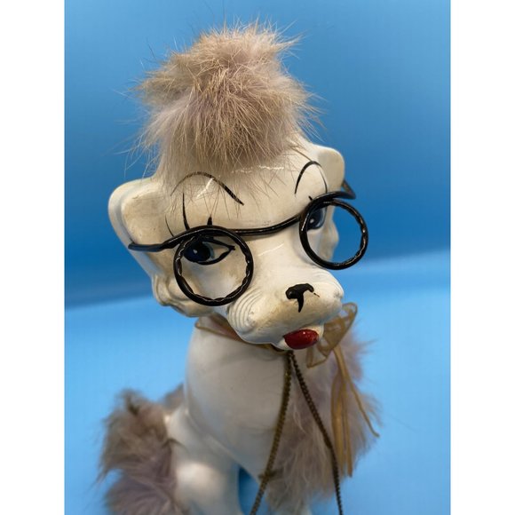 Vintage Ceramic Poodle w/ 2 - Baby Poodles on a Chain West Pac Made in Japan - Picture 4 of 8